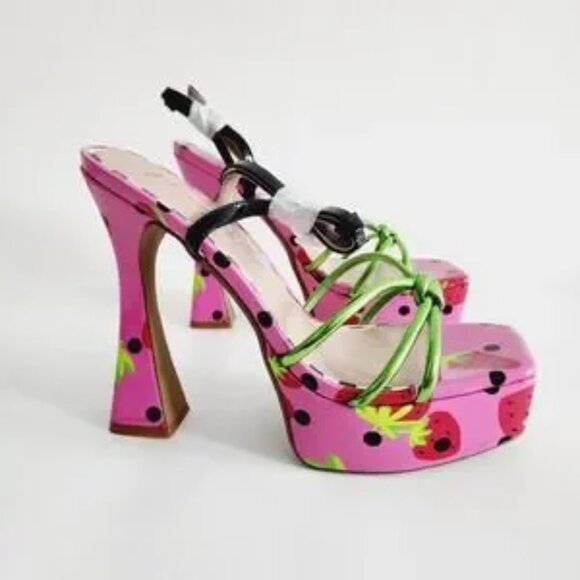 Betsy Johnson Leather Tiky Platform Heel Sandals - Picture 4 of 6